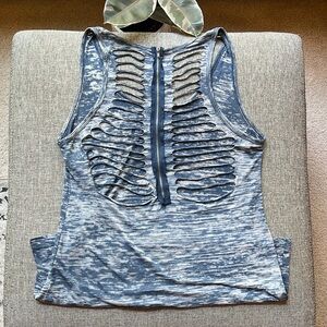 Y2K Vintage Distressed zipper detail tank top, Circa 2007